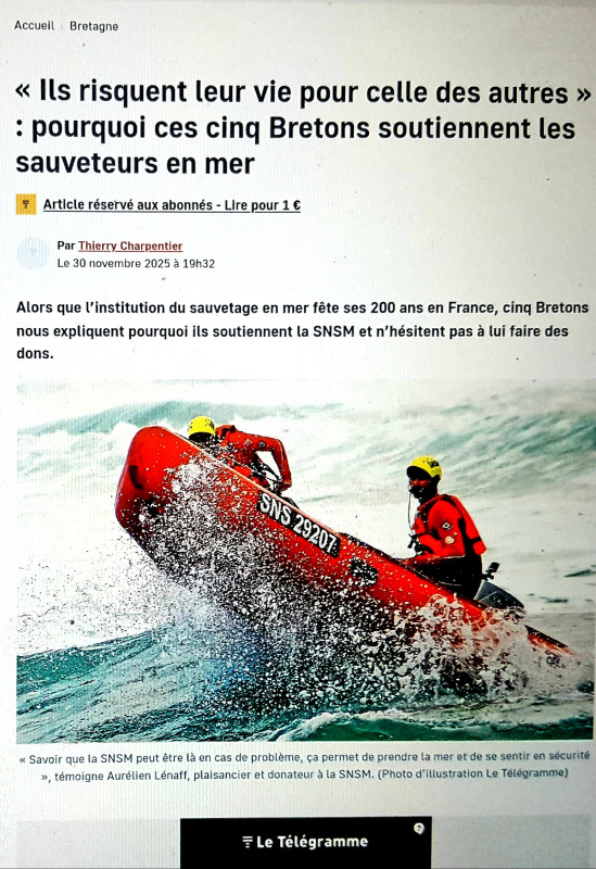 DR : Pourquoi, 5 bretons donnent à la SNSM ??