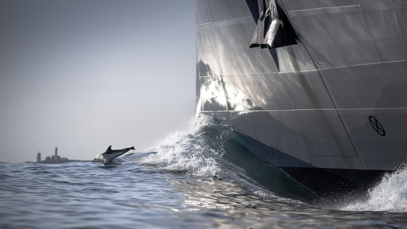 © Photo Ewan Lebourdais : Vague d'étrave d'une frégate