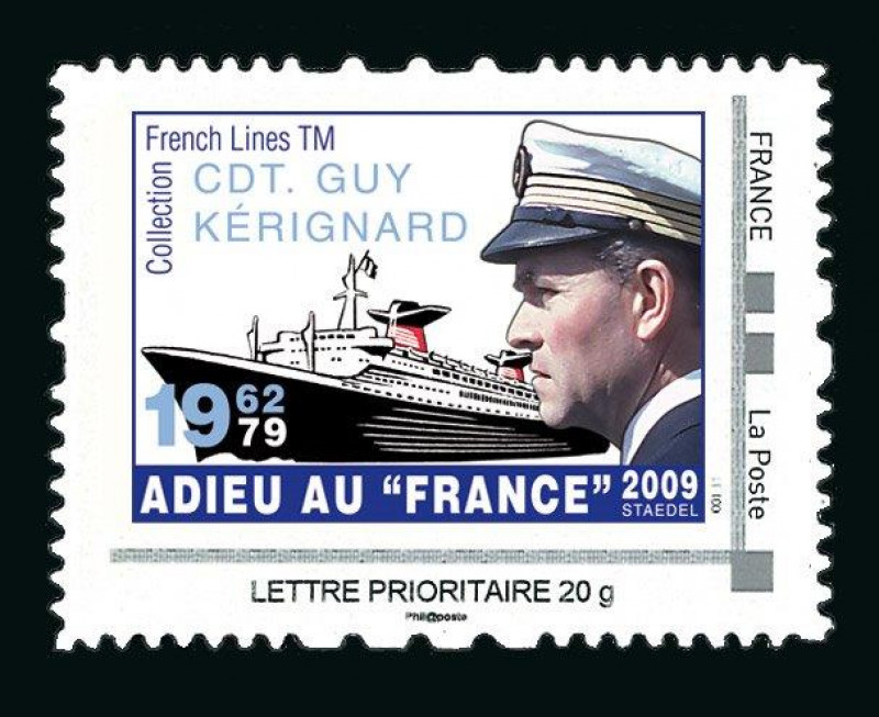 Timbre collection French Line TM Cdt Guy kerignard de 2009 : Hommage au paquebot France.