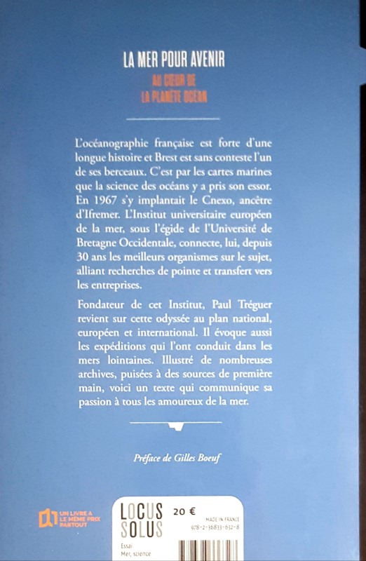 DR : dernière de couverture du livre La mer pour avenir, au coeur de la planète Océan, éditions Locus-Solus