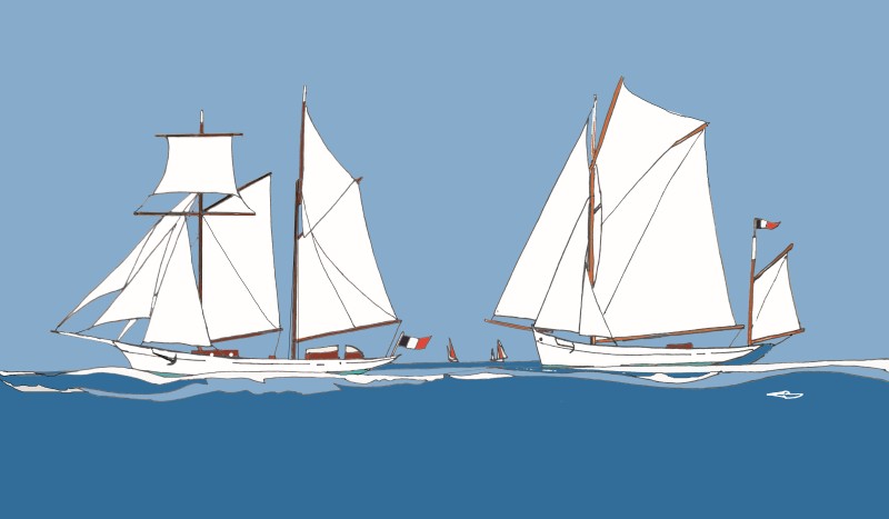 © Eric Berthou : Illustration de voiliers de traditions : L'Etoile et Le Mutin